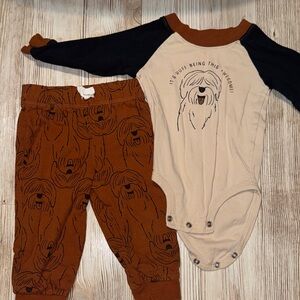 Carter's Cream and Brown Kids Matching Set doodle set